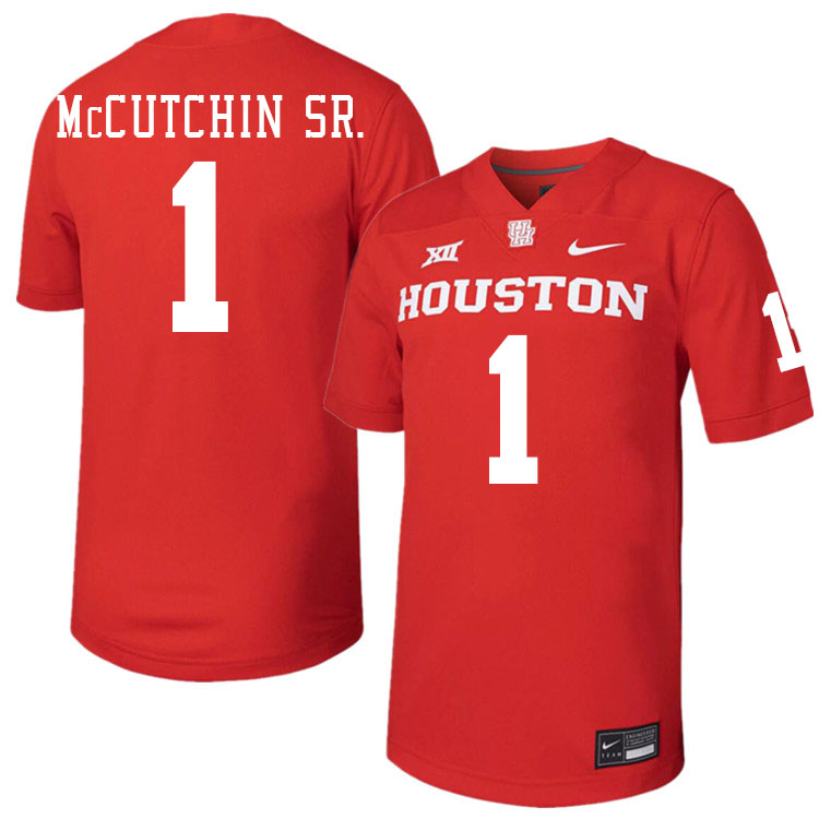 Men #1 Latrell McCutchin Sr. Houston Cougars College Football Jerseys Stitched-Red